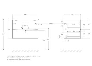 База под раковину подвесная BelBagno ACQUA-700-2C-SO-BL